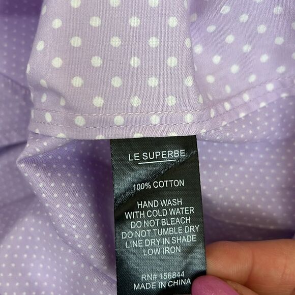 NWOT Le Superbe Ex-Boyfriend Double Cuff Button Down Shirt in Lavender Fields 0 - Picture 16 of 16